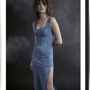 Understated Leather RARE beautiful blue suede dress SzS